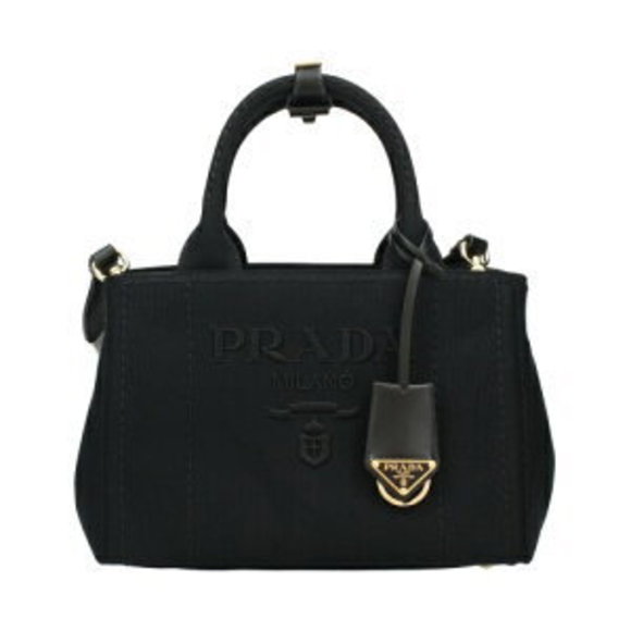 Prada Canapa Ricamo Handbag Black V NERO - Picture 1 of 8